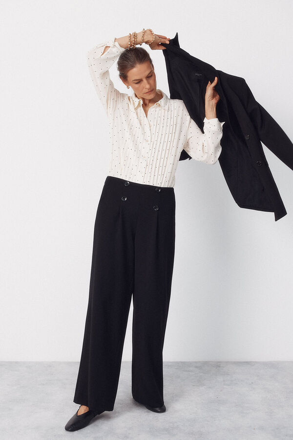 Cortefiel Pantal&oacute;n sastre con botones Negro