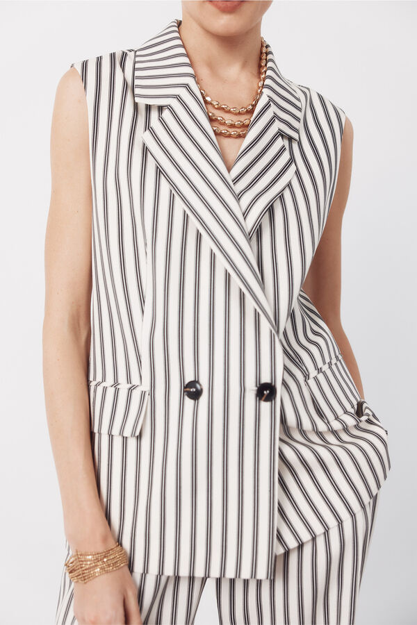 Cortefiel Chaleco de rayas Estampado blanco