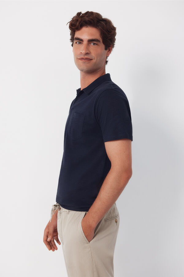 Cortefiel Polo liso slub Azul marino