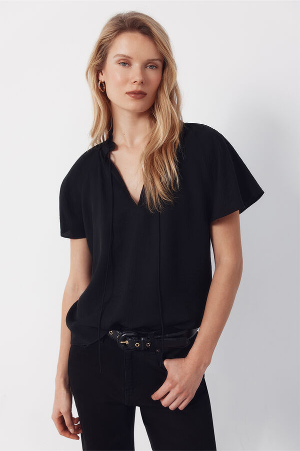 Cortefiel Blusa manga rangl&aacute;n Negro