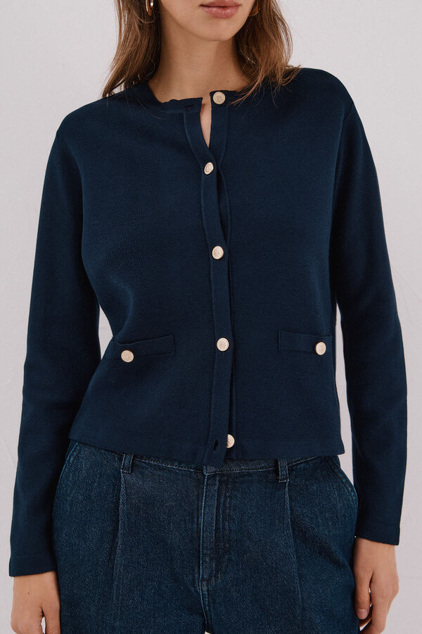 Cortefiel Chaqueta b&aacute;sica tejido Azul marino