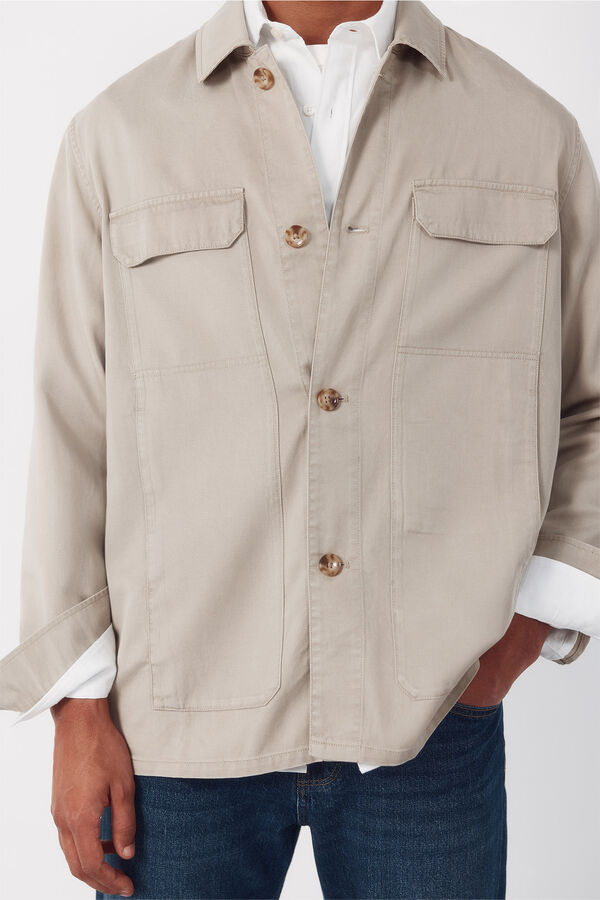 Cortefiel Sobrecamisa lisaTencel Beige