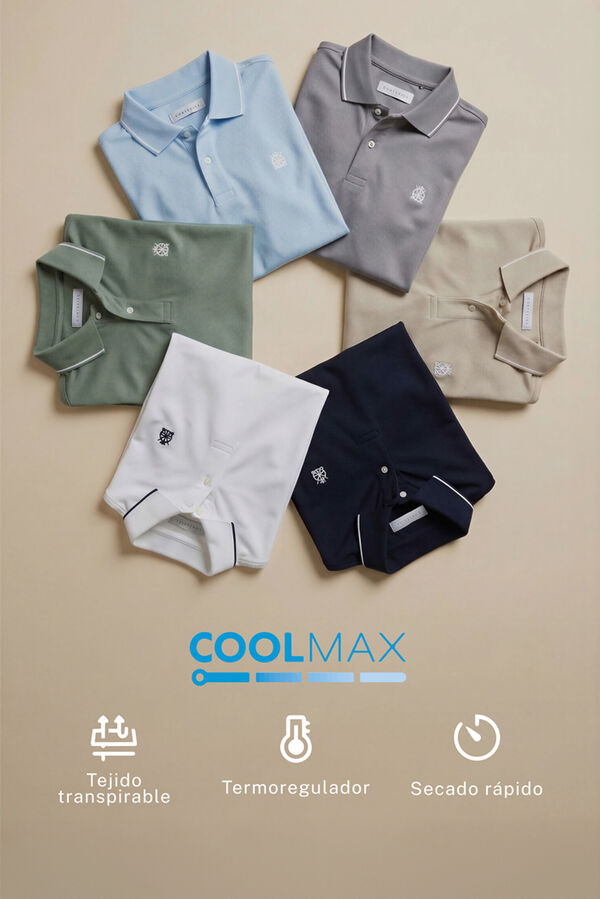Cortefiel Polo COOLMAX&reg; cuello jacquard Kaki