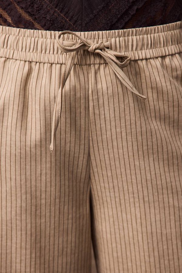 Slowlove Pantal&oacute;n ancho de rayas Estampado beige