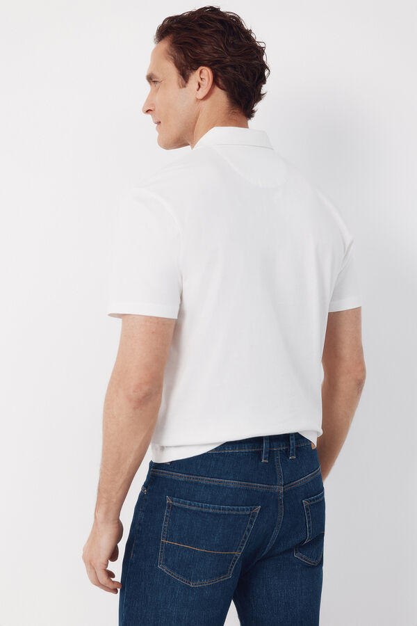 Cortefiel Polo liso bolsillo Blanco