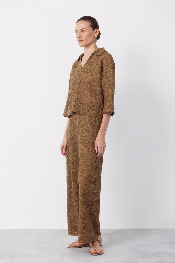 Cortefiel Pantal&oacute;n de tejido crochet Kaki