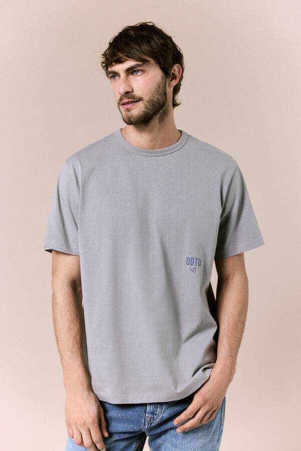 OOTO Camiseta lavada con logo Gris