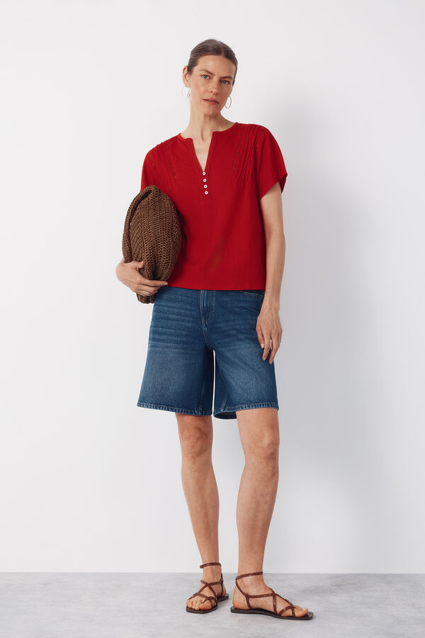 Cortefiel Playera de quillas Coral
