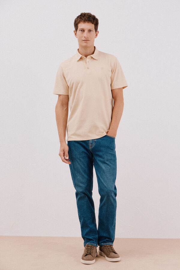 Cortefiel Polo liso piqu&eacute; Beige