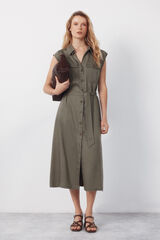 Cortefiel Vestido cargo de tencel Kaki