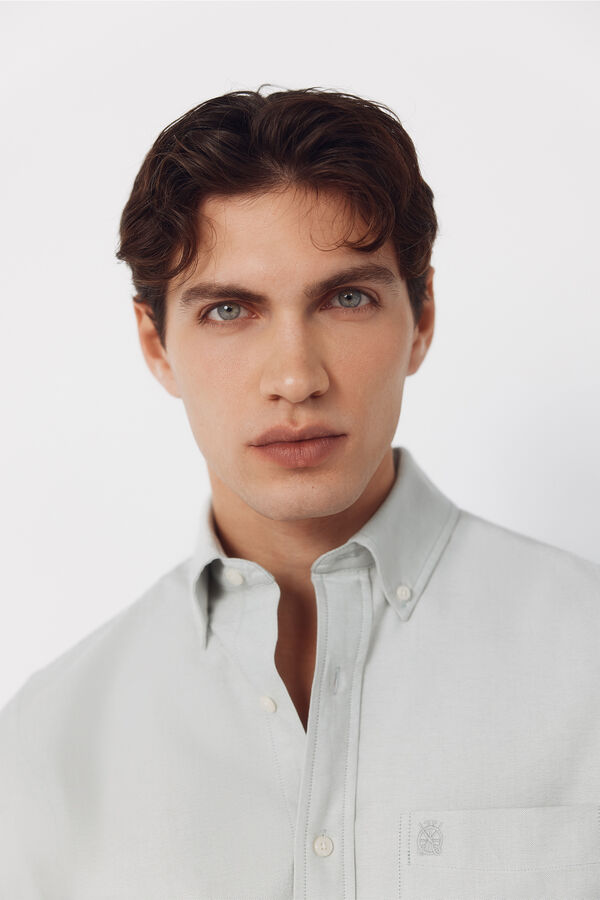 Cortefiel Camisa oxford lisa Verde oscuro