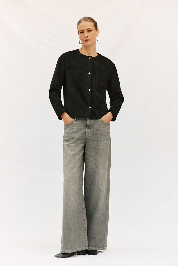 Cortefiel Chamarra efecto piel Negro