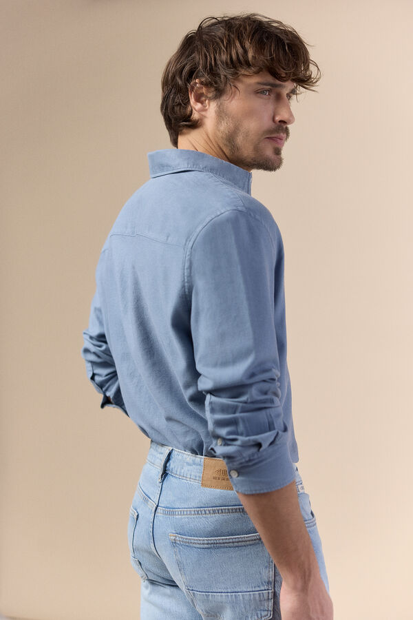 OOTO Camisa lisa fluida Azul