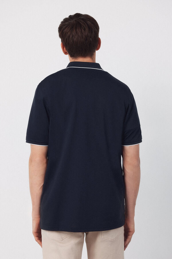 Cortefiel Polo COOLMAX&reg; cuello jacquard Azul marino