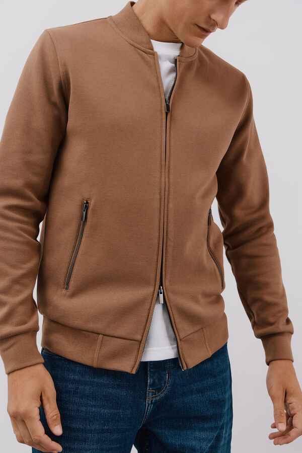 Cortefiel C&aacute;rdigan cuello bomber Beige