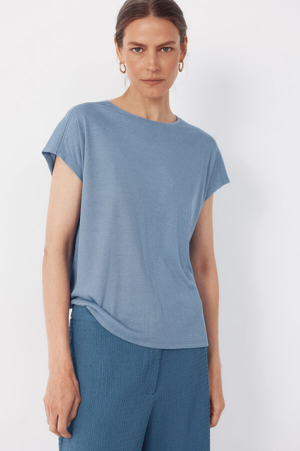Cortefiel Playera con vainicas Azul