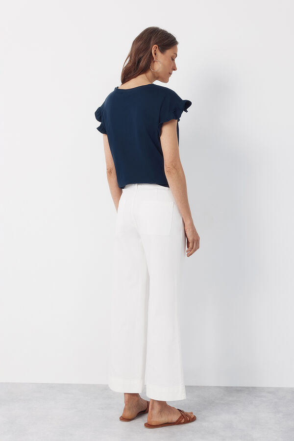 Cortefiel Pantalones con ribete Blanco