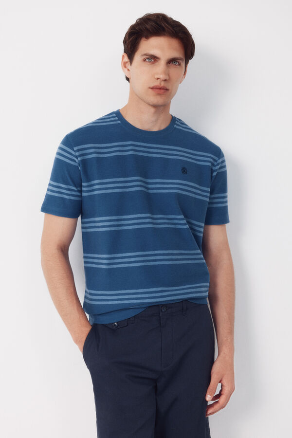 Cortefiel Camiseta de rayas estructura Azul