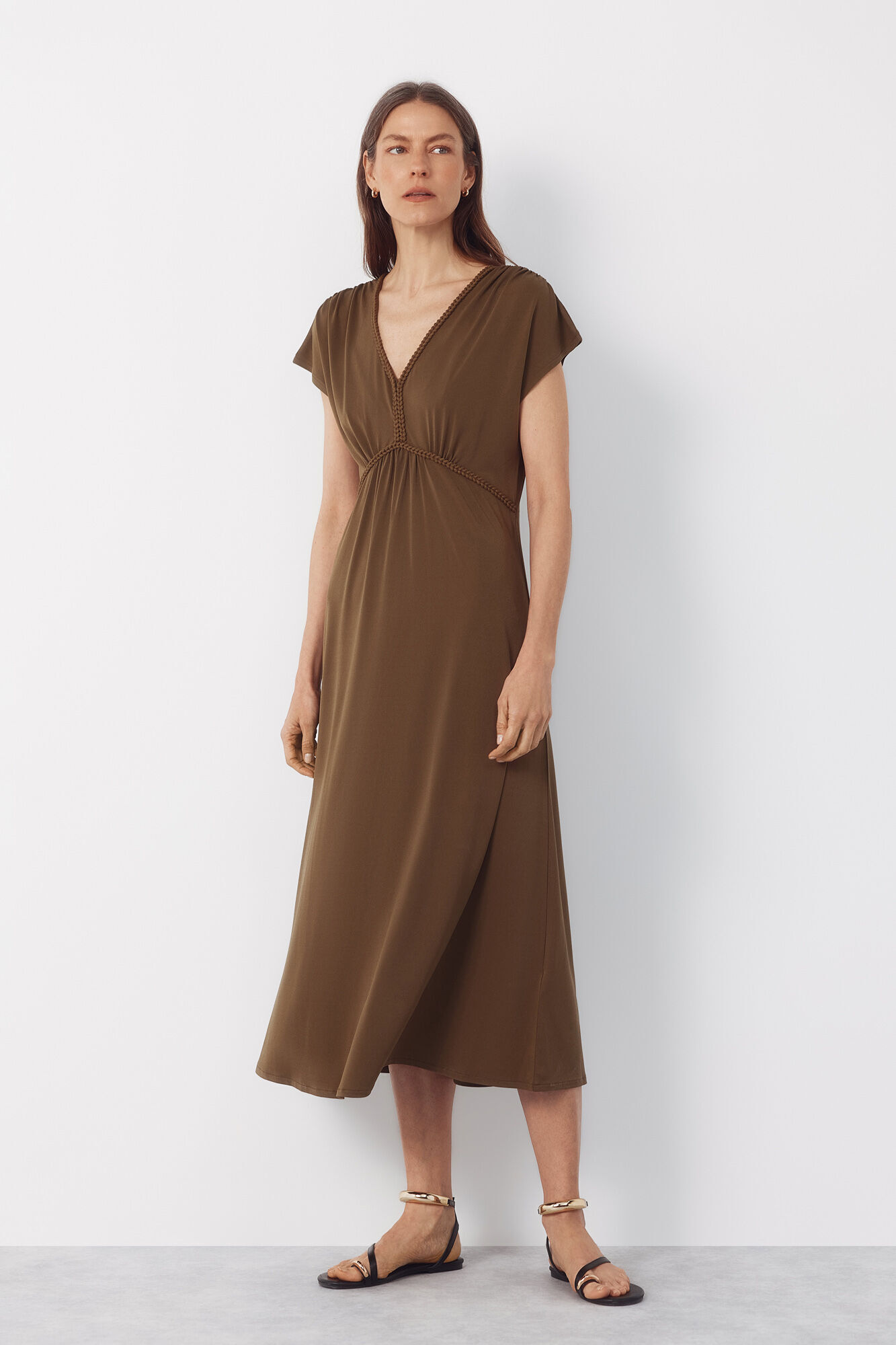 Cortefiel Vestido estampado de trenza