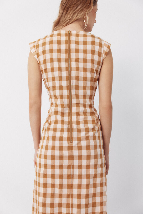 Cortefiel Vestido entallado estampado vichy Estampado amarillo