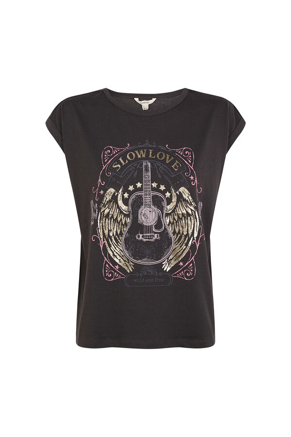 Slowlove Playera slowlove guitarra Gris oscuro