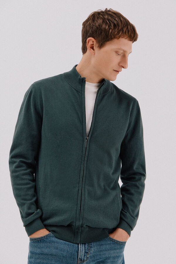 Cortefiel C&aacute;rdigan de algod&oacute;n con cashmere Verde oscuro