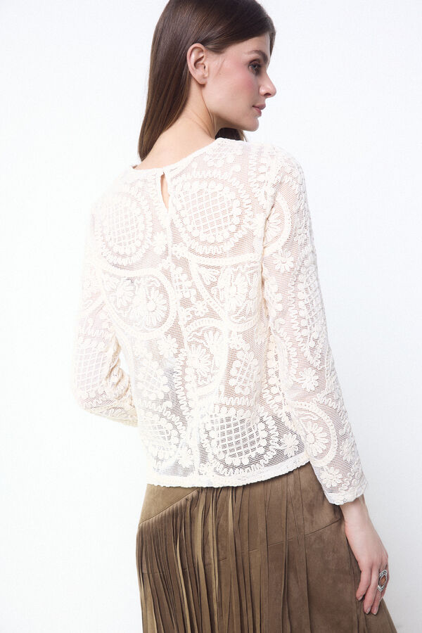 Slowlove Top de crochet floral Blanco