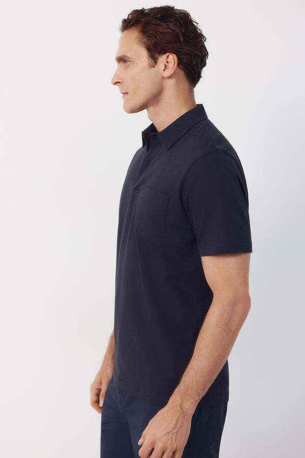 Cortefiel Polo liso bolsillo Azul marino