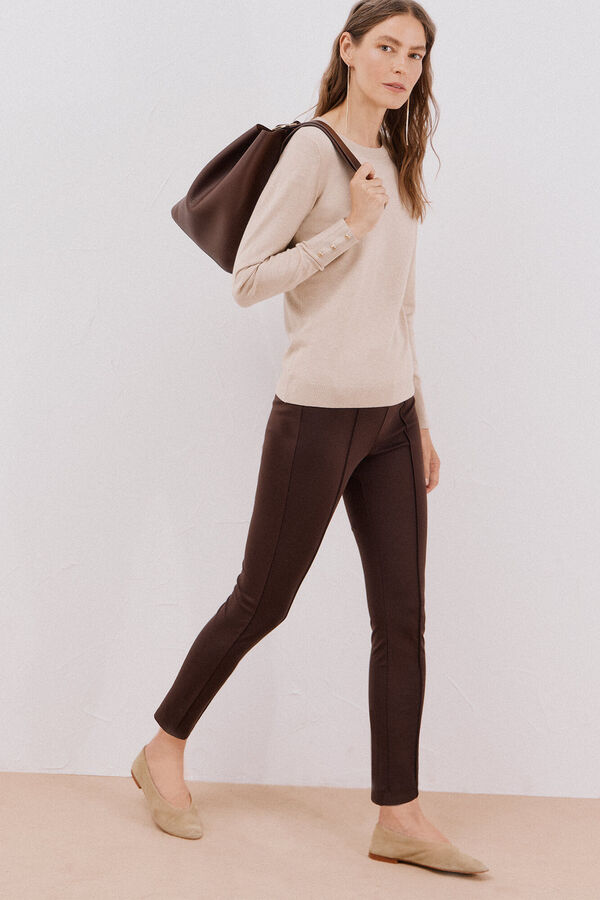 Cortefiel Legging de mujer de tejido Marr&oacute;n