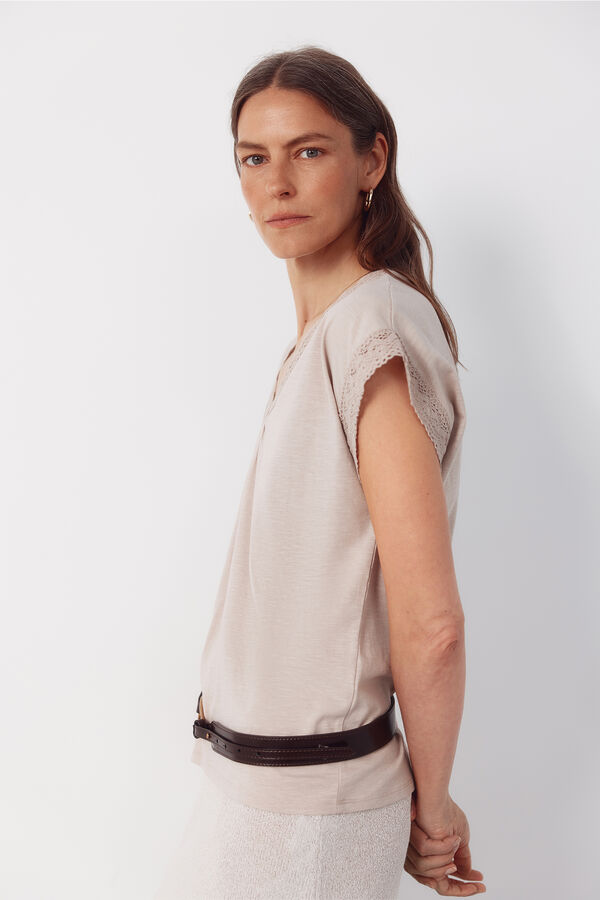 Cortefiel Playera slub pasamaner&iacute;a Beige