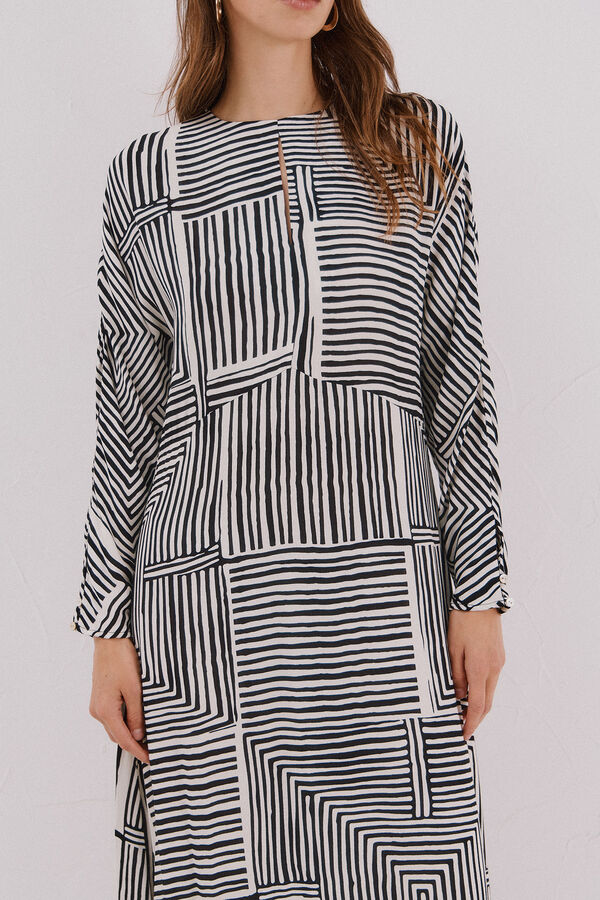 Cortefiel Vestido midi estampado Estampado blanco