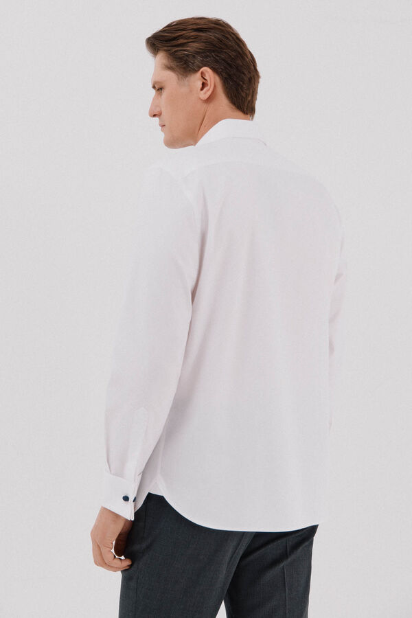 Cortefiel Camisa gemelos slim fit f&aacute;cil plancha Blanco