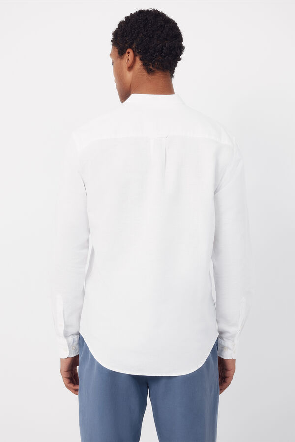 Cortefiel Camisa lino algod&oacute;n lisa cuello mao Blanco
