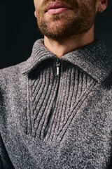 OOTO Jersey cuello polo cremallera algod&oacute;n Gris oscuro