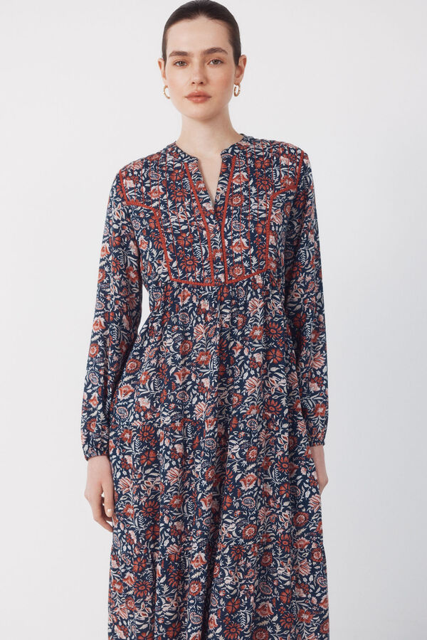 Cortefiel Vestido fluido estampado Multicolor