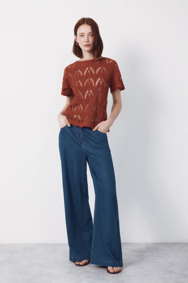 Cortefiel Top de crochet Marr&oacute;n