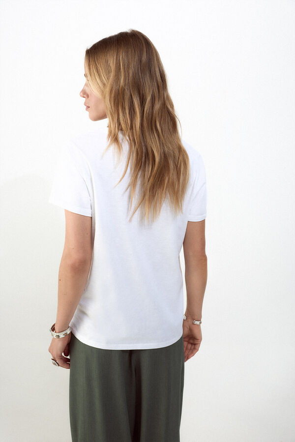 Slowlove Camiseta collar abalorios Blanco