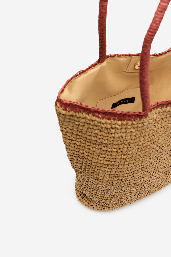 Cortefiel Bolsa de playa de rafia Marr&oacute;n