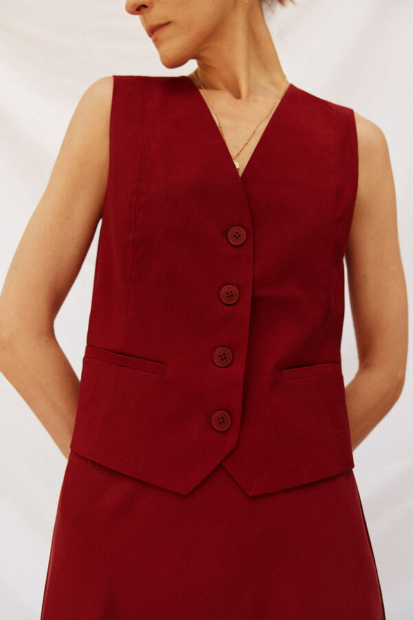 Cortefiel Chaleco de escote pico Granate