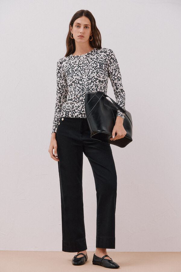 Cortefiel Su&eacute;ter de punto estampado Negro