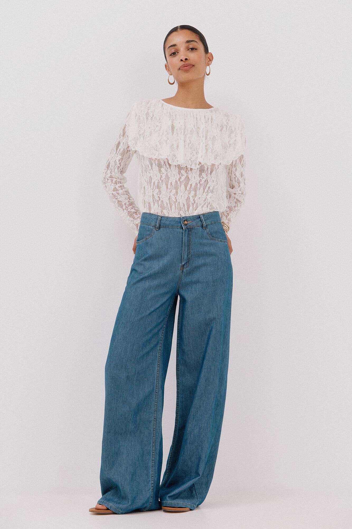 Cortefiel Top de encaje el&aacute;stico