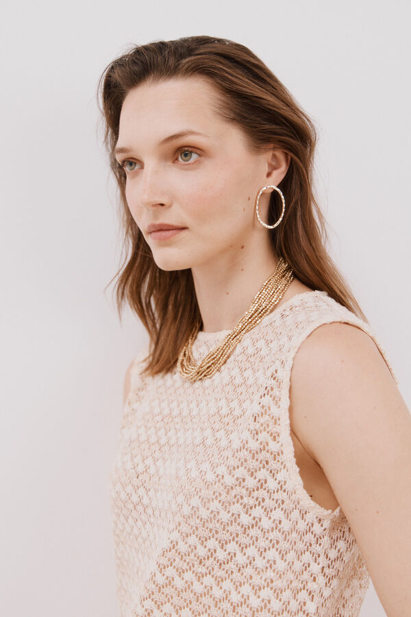 Cortefiel Top de lurex con estructura Marfil