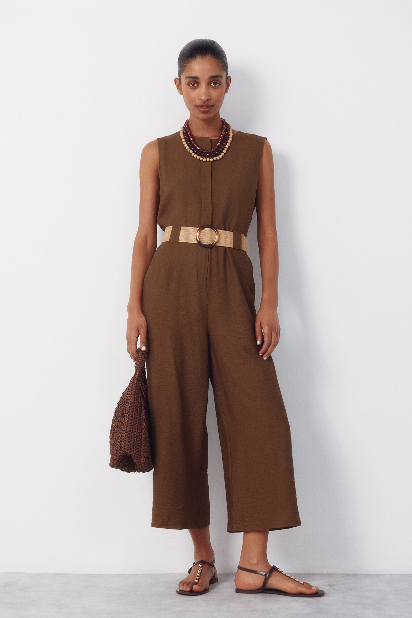Cortefiel Jumpsuit con cintur&oacute;n