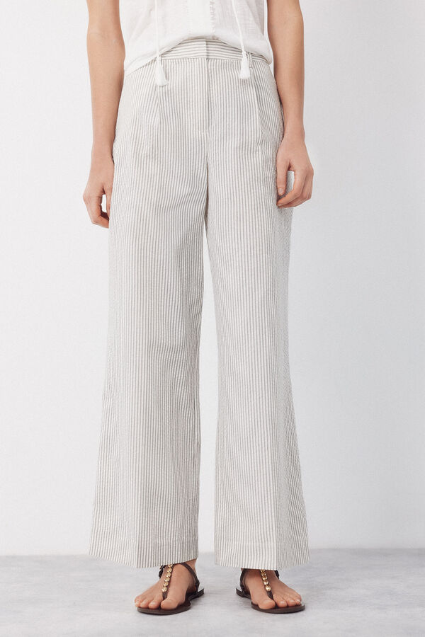 Cortefiel Pantal&oacute;n de rayas seersucker Estampado blanco