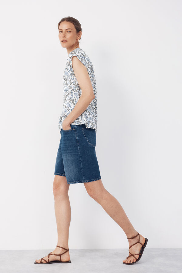 Cortefiel Blusa con encaje Estampado verde