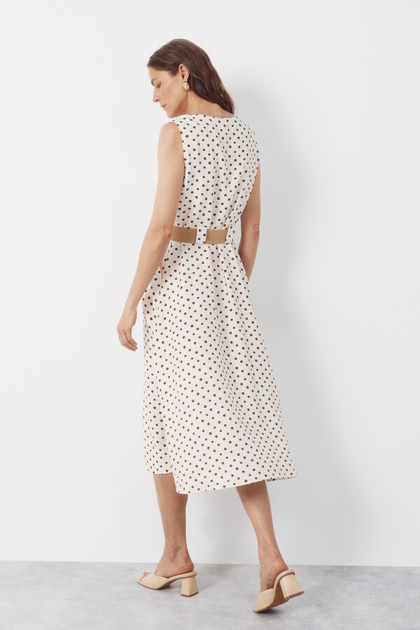 Cortefiel Vestido con vuelo Estampado blanco