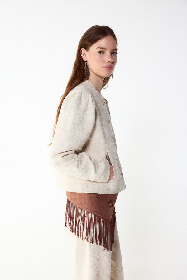 Slowlove Chamarra bordada Marfil