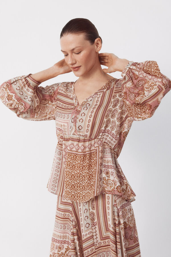 Cortefiel Blusa estampada Estampado morado