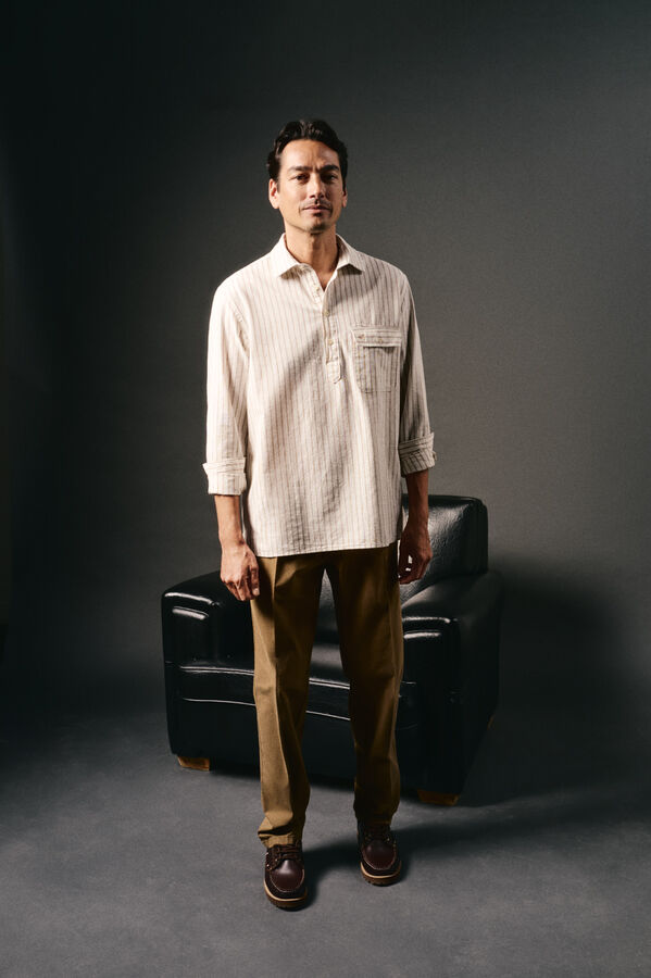 OOTO Polera de algod&oacute;n con lino Marfil