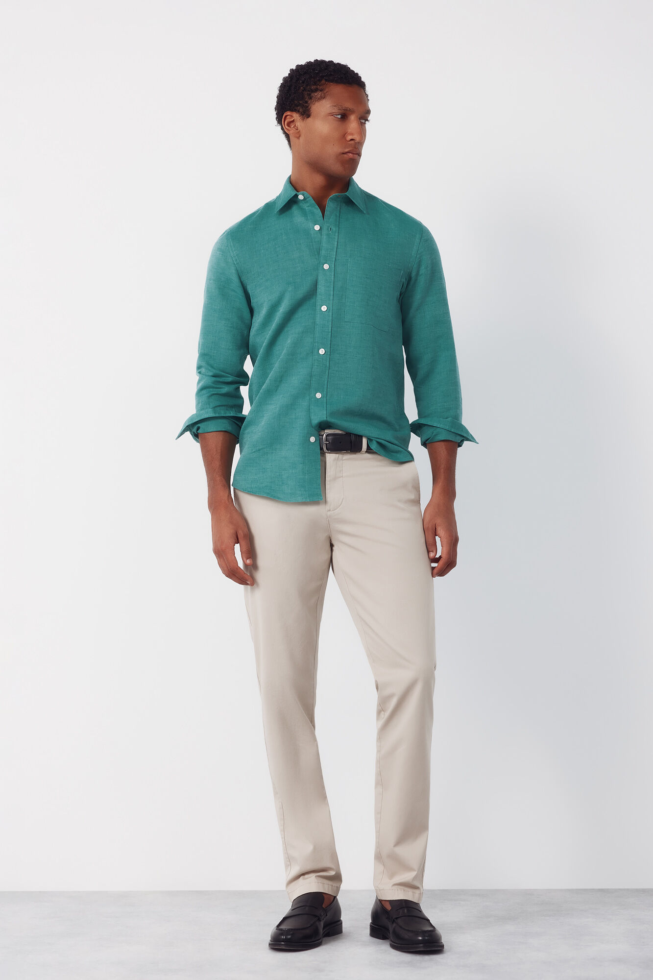Cortefiel Camisa lino algod&oacute;n liso